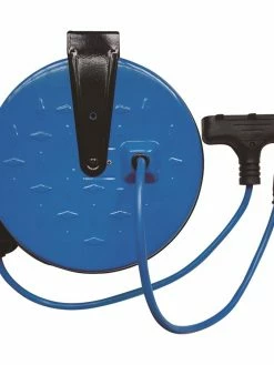 Lighting FlexiCord Retractable Metal Extension Cord Reel - SJTW 16/3 - 30 Ft Length