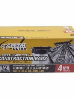 EZ Clean Ultra Cleaning Tools Extra Heavy Duty Construction Clean Up Bags - 4 Mil Thickness - 35" X 48" Size - Box Of 12