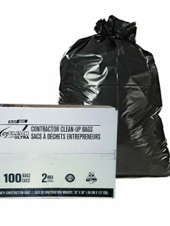 EZ Clean Ultra Heavy Duty Construction Clean Up Bags - 2 Mil Thickness - 35" X 50" Size - Box Of 100