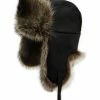 Work Hats Crowncap Raccoon Aviator With Leather | Black/Natural