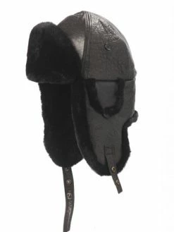 Crowncap Sheared Beaver Long Aviator | Black/Black