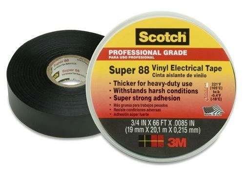 3M Scotch Super 88 Professional Grade Vinyl Electrical Tape, 3/4" X 66'