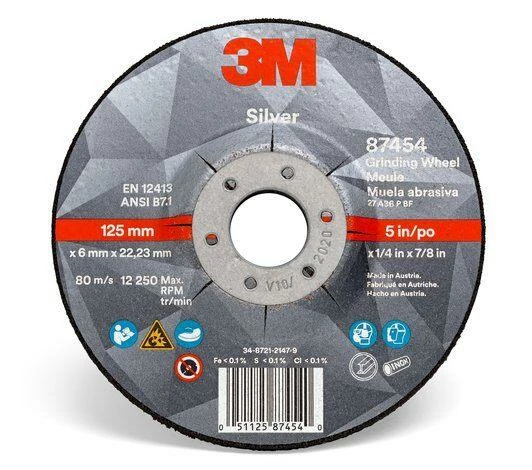 Power Tool Accessories 3M Silver Grinding Wheels - Type 27 Depressed Centre Style