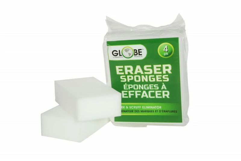 Globe Commercial Products Erase-It Sponge - Large Size - 4 Pack (Case Of 36) Cleaning Tools