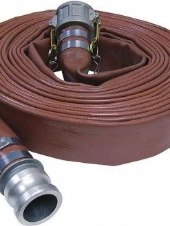 Greenline Hose And Fittings Brick Red / Brown PVC Layflat Discharge Hose Assemblies (w/ Male X Female Camlocks)