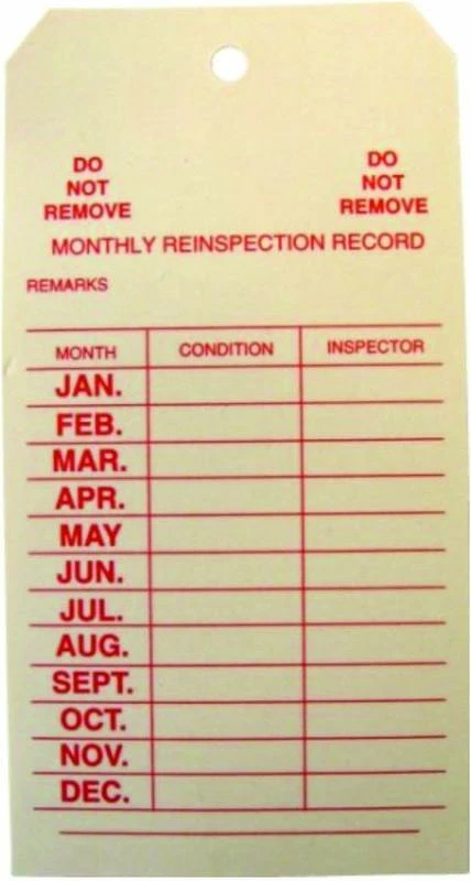Cleanflow Monthly Safety Equipment Inspection Tags