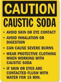Cleanflow Safety Supplies Caustic Soda Safety Sign