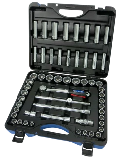 Jet 1/2" Drive SAE/Metric Socket Set - 12 Point - 55 Piece