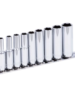 Hand Tools Jet 1/4" Drive SAE Chrome Socket Set - 6 Point - 9 Piece - DEEP