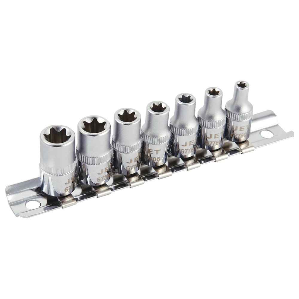 Jet 1/4" Drive Chrome Socket Set | External Torx | Regular | 7 Piece Hand Tools