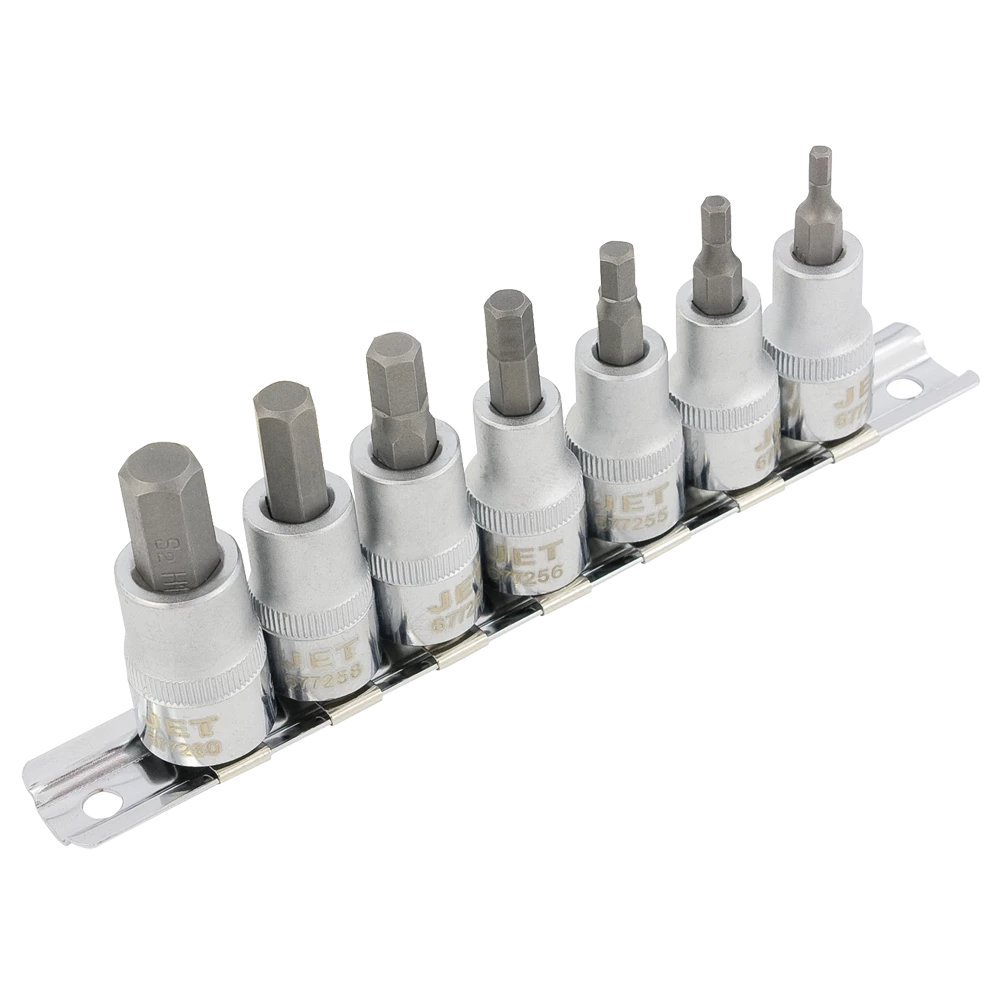 Hand Tools Jet 3/8" Drive Hex Bit Socket Set - Metric | 2" Length | 7 Piece