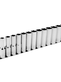 Jet 1/2" Drive Metric Chrome Socket Set - 6 Point - 13 Piece - DEEP