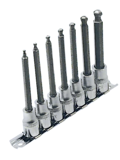 Jet 3/8" Drive Hex Bit Socket Set | SAE | 4" Length Ball Nose | 7 Piece Hand Tools