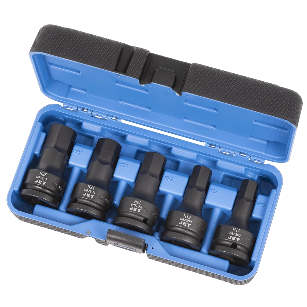 Power Tool Accessories Jet 3/4" Drive Metric Impact Hex Bit Socket Set | 5 Piece