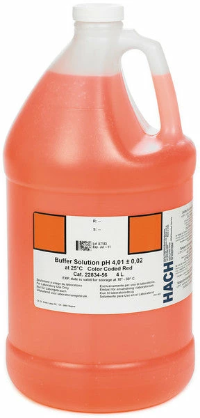 Water Testing Supplies Hach 2283456 Buffer Solution, PH 4.01 | Color-coded Red, 4L
