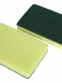 Globe Commercial Products Green/Yellow Heavy Duty Foam Scrub Sponges (Case Of 50) Cleaning Tools