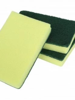 Globe Commercial Products Green/Yellow Heavy Duty Foam Scrub Sponges (Case Of 50) Cleaning Tools