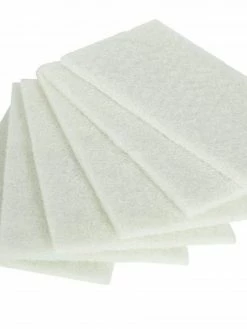 Globe Commercial Products Cleaning Tools Light-Duty White Scouring Pads (Case Of 100 Pads)