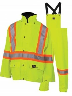 Helly Hansen Workwear Hi-Vis Work Wear Helly Hansen Waverley 300 Denier Polyester Packable Storm Suit