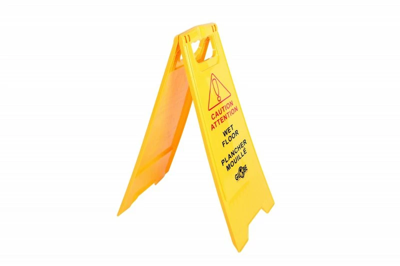 Globe Commercial Products Yellow Wet Floor Sign - English/French Cleaning Tools