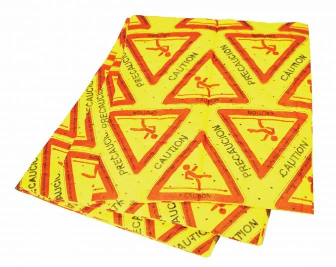 Globe Commercial Products Hi-Vis Caution Universal Spill Pads - Heavy Weight - 15" X 18" - Pack Of 10
