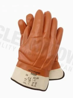 Ansell 23-193 Winter Monkey Grip Safety Cuff PVC Coated Gloves Work Gloves