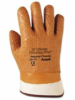 Work Gloves Ansell 23-173 Winter Monkey Grip Textured PVC Coated Gloves