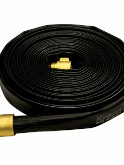 Greenline 1-1/2" Black Dragon Industrial Layflat Discharge Hose Assemblies C/w Brass NPSH Fittings Hose And Fittings