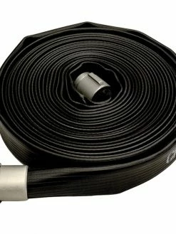 Greenline 1-1/2" Black Dragon Industrial Layflat Discharge Hose Assemblies C/w Hard-Coat Aluminum NPSH Fittings