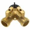 Gilmour Forged Brass Garden Hose Y-Connector With Valves Hose And Fittings