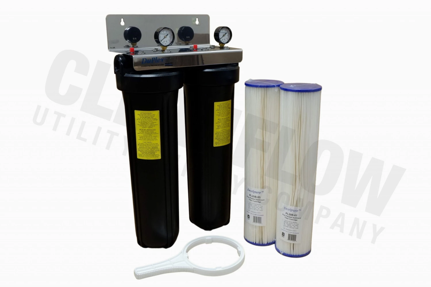 Waterite Commercial Water Filters And UV Parts DuPlex 4.5" OD Big Blue Water Filter Housing | 20"