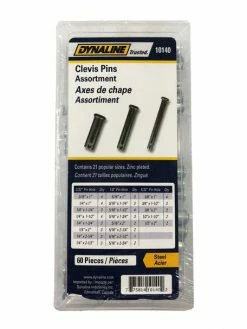 Dynaline Clevis Pin Assortment 60 Pieces / 3 Pin Hole Sizes Automotive Supplies