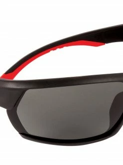 Dynamic Racer Soft Nose-Piece System Safety Glasses W/ Removable Retaining Strap | Red & Black Frame | Smoke Lens