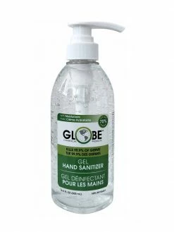 Globe Commercial Products Clear Gel Hand Sanitizer With Moisturizers - 70% Alcohol - 500 Ml Pump Bottle - Case Of 42 Bottles