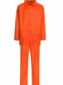 Lyngsoe Rainwear Lyngsoe Nylon Rain Suit Set - Jacket, Hood, Pants - Orange - Limited Size Selection