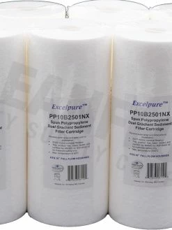 Excelpure 4.5" OD Big Blue Melt Blown Polypropylene Dual Gradient Water Filters - Various Lengths And Micron Ratings