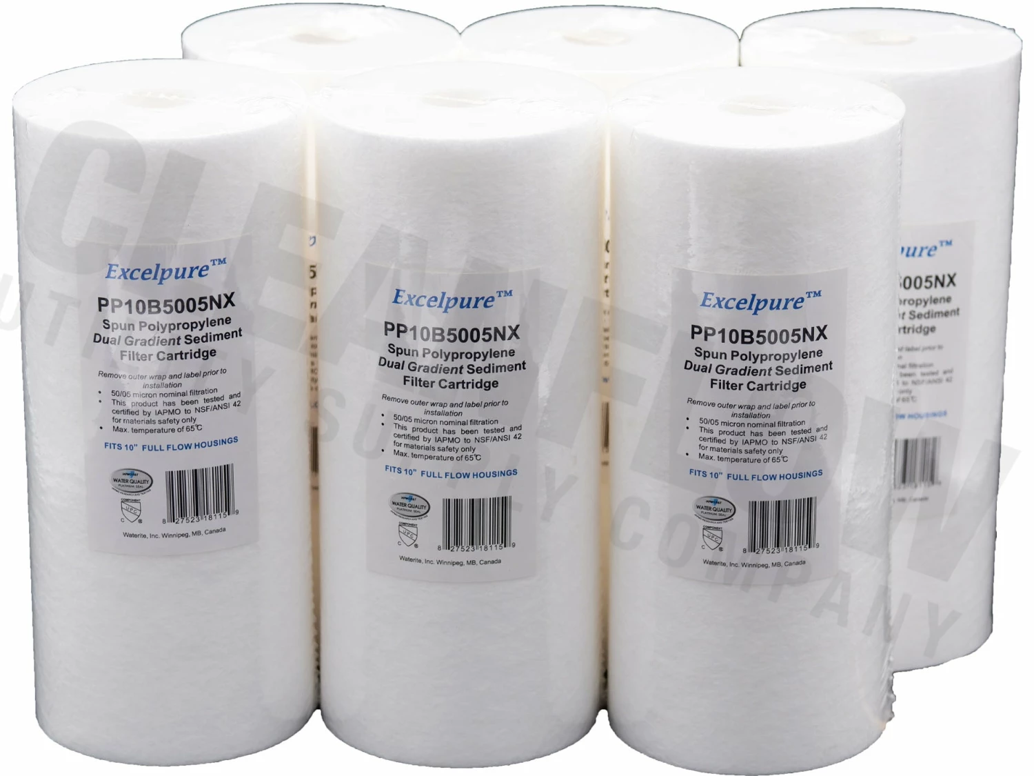 Excelpure 4.5" OD Big Blue Melt Blown Polypropylene Dual Gradient Water Filters - Various Lengths And Micron Ratings