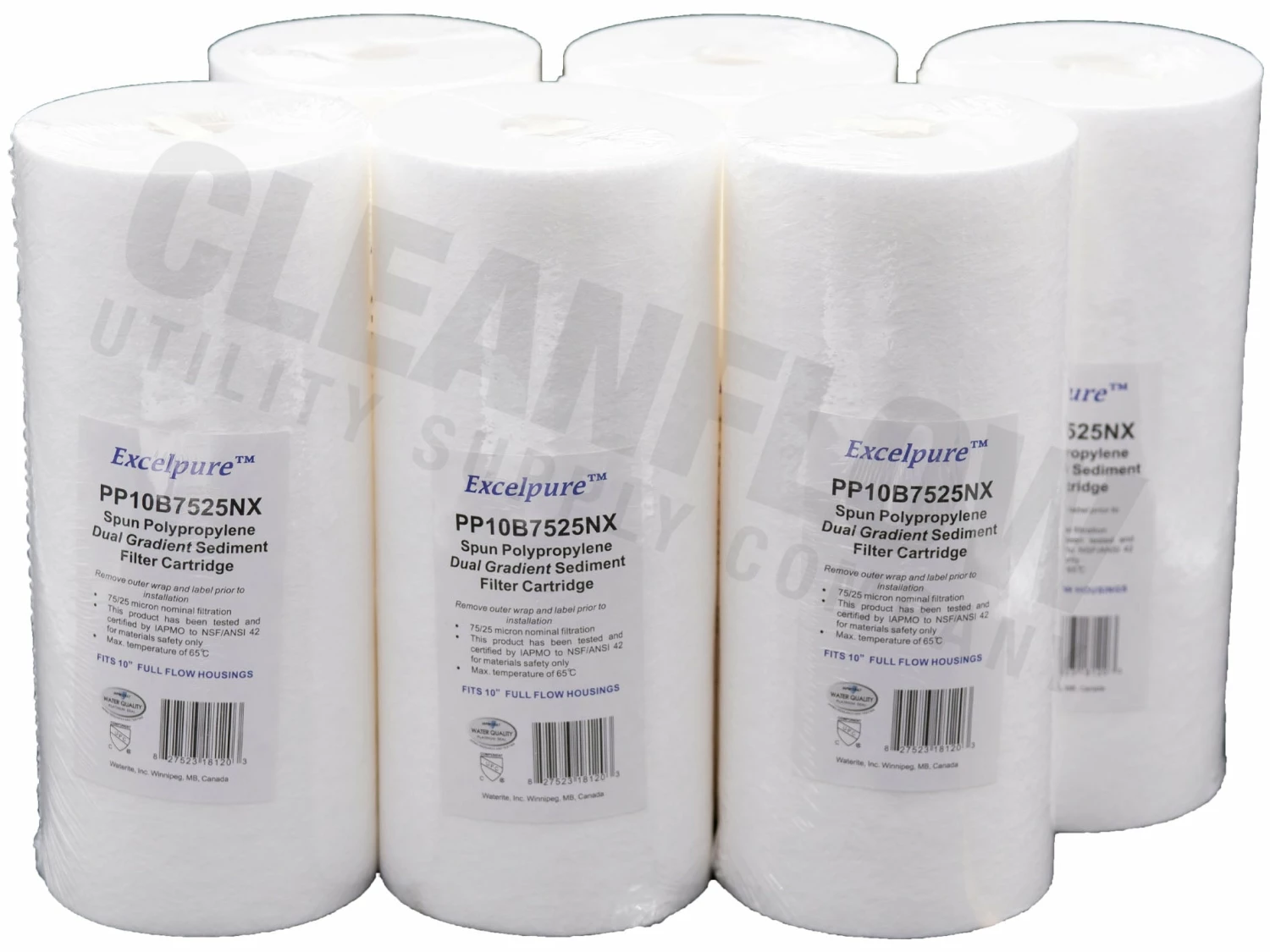 Excelpure 4.5" OD Big Blue Melt Blown Polypropylene Dual Gradient Water Filters - Various Lengths And Micron Ratings
