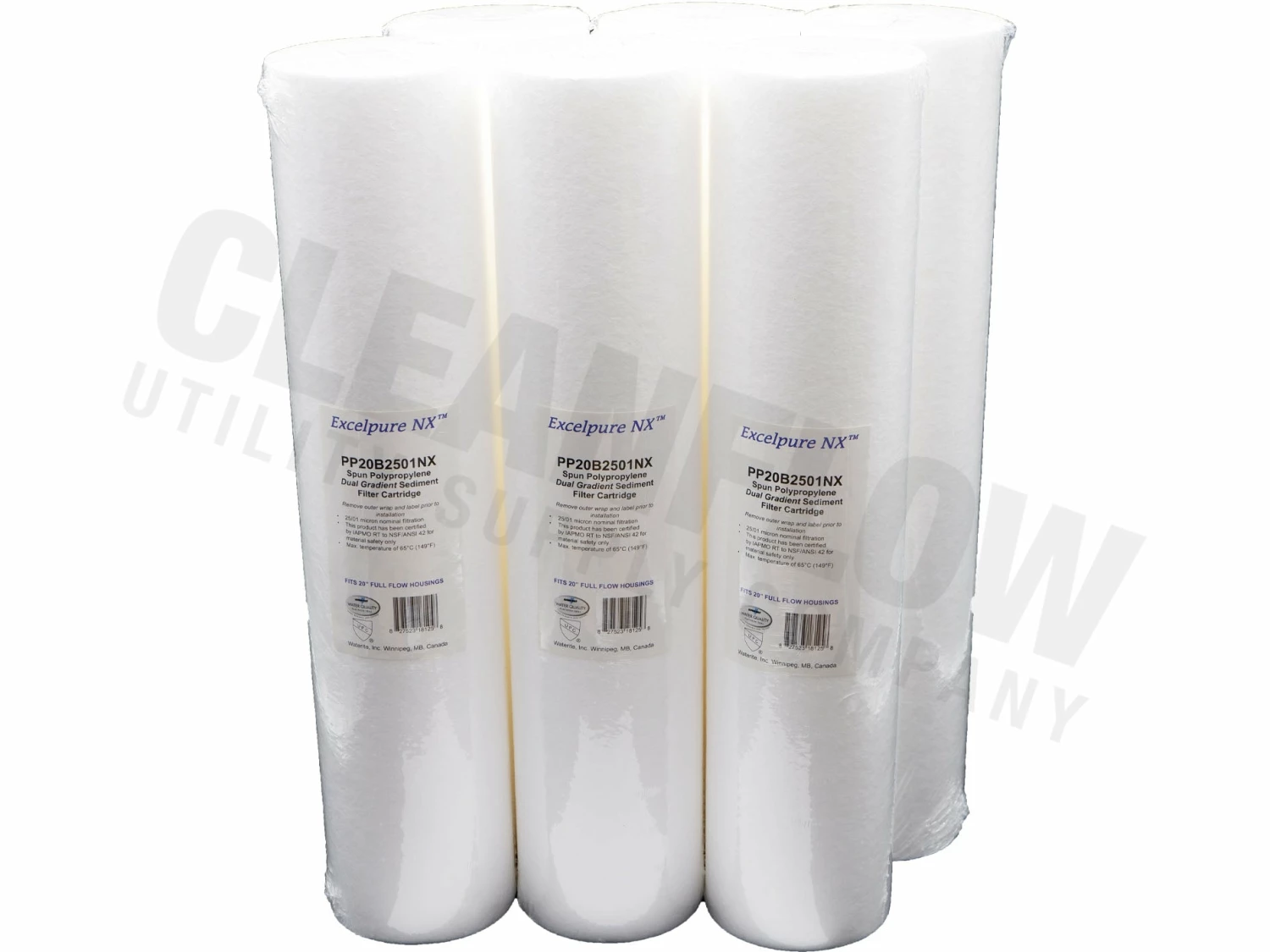 Excelpure 4.5" OD Big Blue Melt Blown Polypropylene Dual Gradient Water Filters - Various Lengths And Micron Ratings