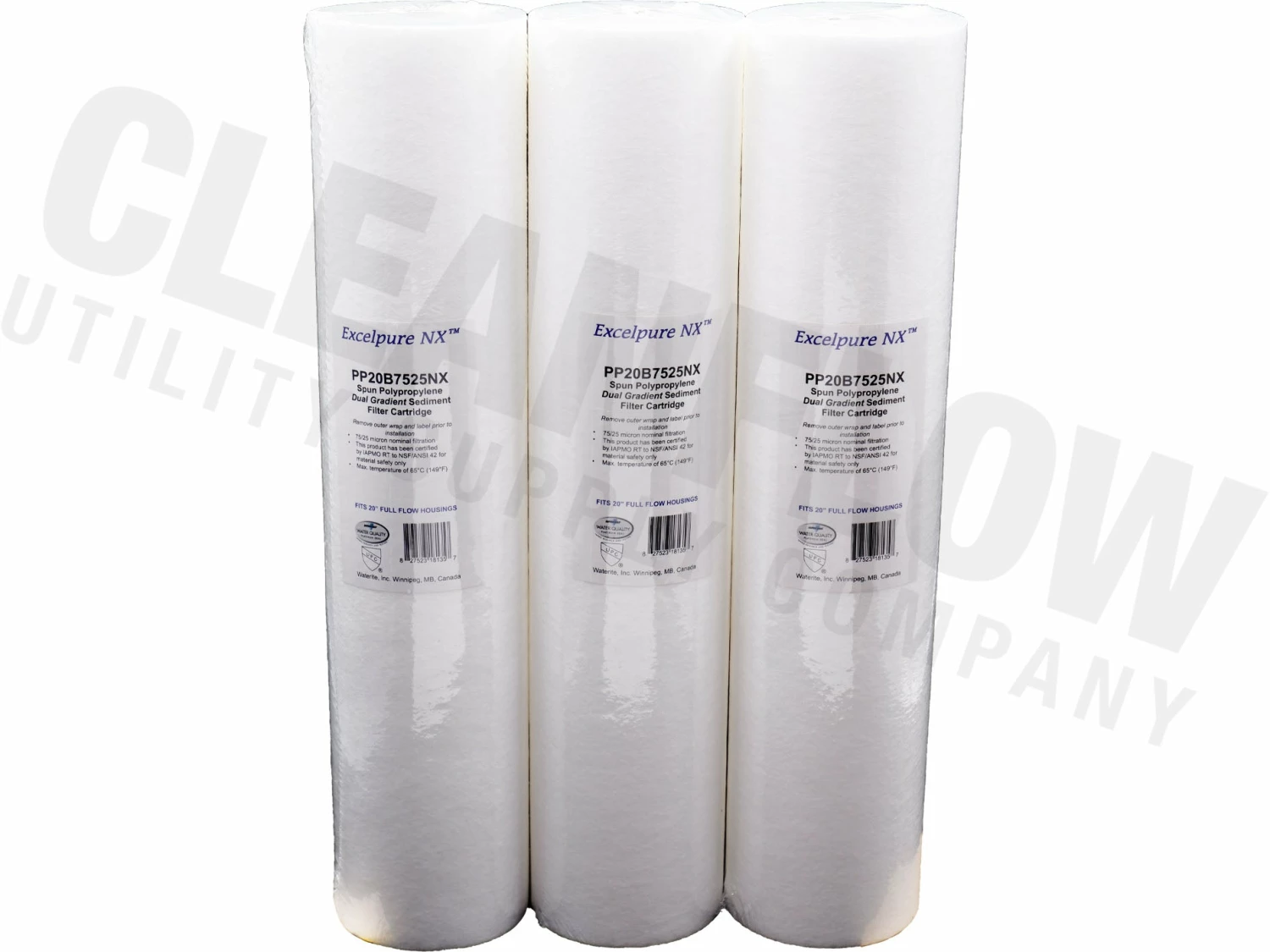 Excelpure 4.5" OD Big Blue Melt Blown Polypropylene Dual Gradient Water Filters - Various Lengths And Micron Ratings