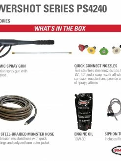 Simpson PowerShot Cold Water Honda GX390 (389cc) Gas Engine Pressure Washer - 4200 PSI - 4.0 GPM Industrial Triplex Pump Pressure Washers