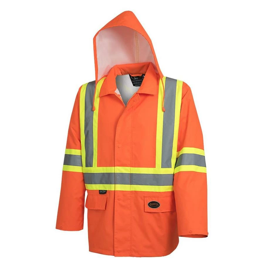 Pioneer The Rock 300D Oxford Polyester Waterproof Safety Rain Jacket | S-5XL Hi-Vis Work Wear