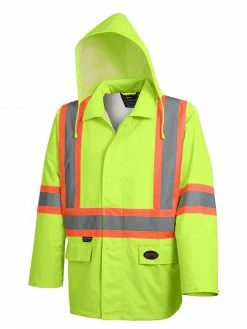 Pioneer The Rock 300D Oxford Polyester Waterproof Safety Rain Jacket | S-5XL Hi-Vis Work Wear
