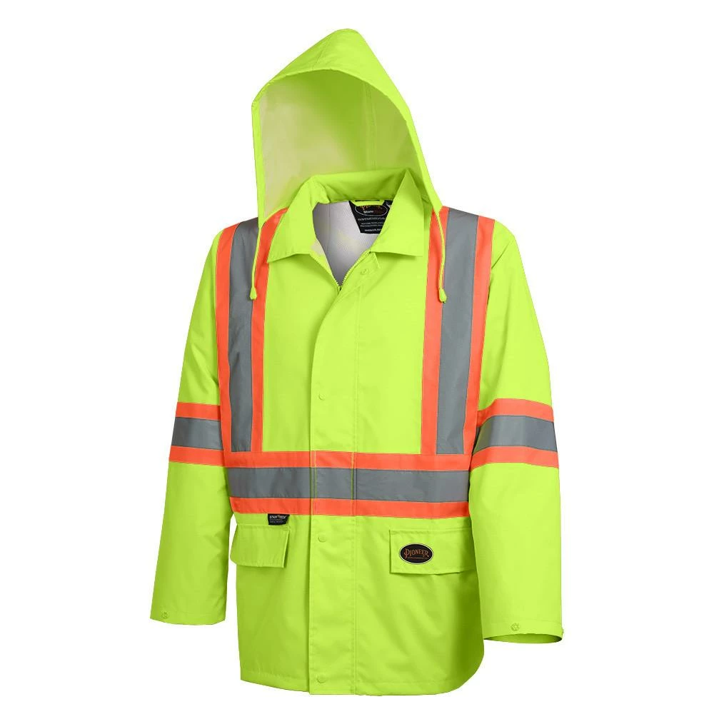 Pioneer The Rock 300D Oxford Polyester Waterproof Safety Rain Jacket | S-5XL Hi-Vis Work Wear