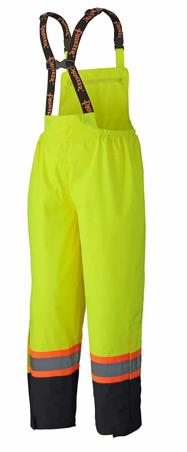 Hi-Vis Work Wear Pioneer Trilobal 300D Ripstop Waterproof Safety Bib Pants | S-4XL