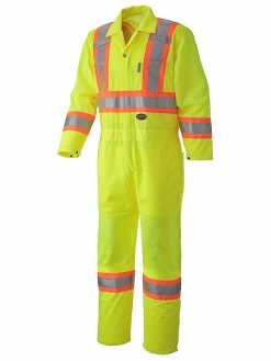 Pioneer Poly Knit Traffic Safety Coverall With Breathable Mesh Leg And Arm Panels | Yellow | M-5XL Hi-Vis Work Wear