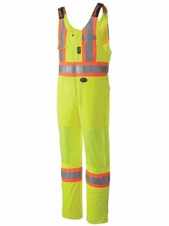 Pioneer Poly Knit Traffic Safety Overall With Breathable Mesh Leg Panels | Yellow | M-4XL