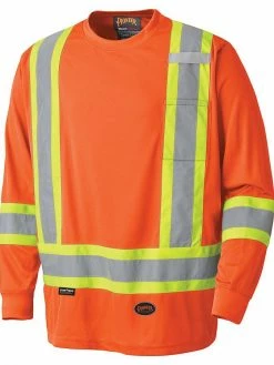 Hi-Vis Work Wear Pioneer Birdseye Long Sleeve Hi Vis Tee Shirt | XS -5XL