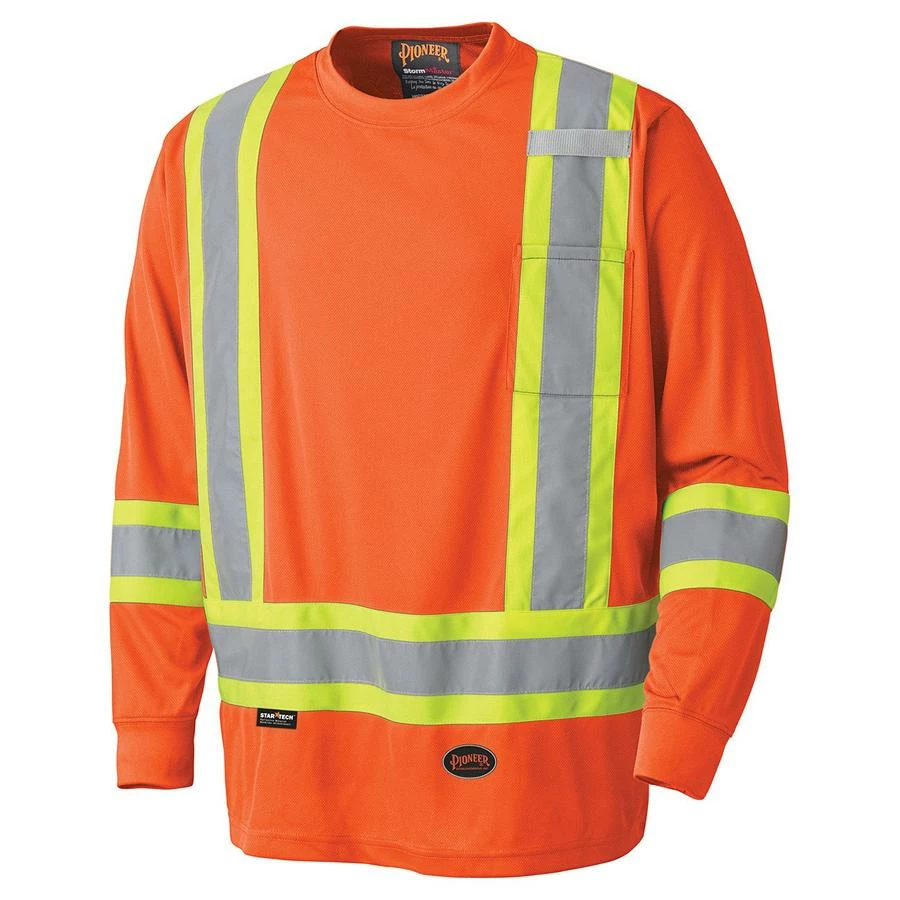 Hi-Vis Work Wear Pioneer Birdseye Long Sleeve Hi Vis Tee Shirt | XS -5XL