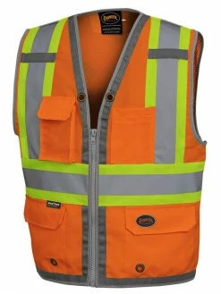 Hi-Vis Work Wear Pioneer Hi Vis Mesh Back Surveyor Safety Vest | S-4XL